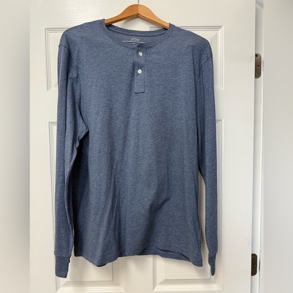 J. Crew Broken In Long Sleeve Henley Heathered Blue Men's Shirt Size XL - Picture 1 of 9